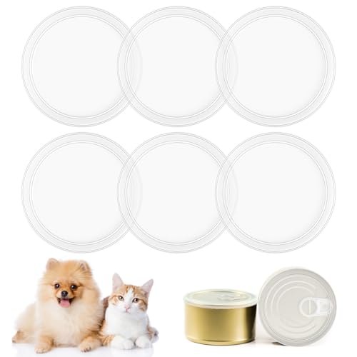 Deepton 6 Stück Dosendeckel 400 g, 75 mm Deckel für Dosen, Waschbar Dosendeckel Katzenfutter Hundefutter, Tierfutterdosen für Aufbewahrung Hunde Katzen Tierfutter