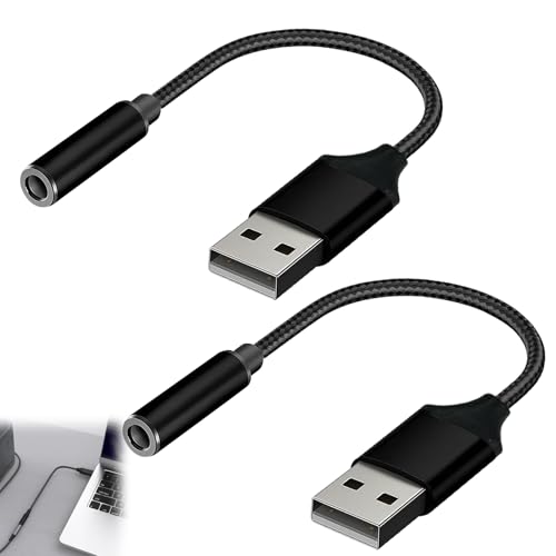 Quvxzy - Adaptador USB a jack de 3,5 mm, adaptador USB Jack, adaptador de conector USB, adaptador para auriculares PC, tarjeta de sonido estéreo auxiliar externa USB A a 3,5 mm, compatible con