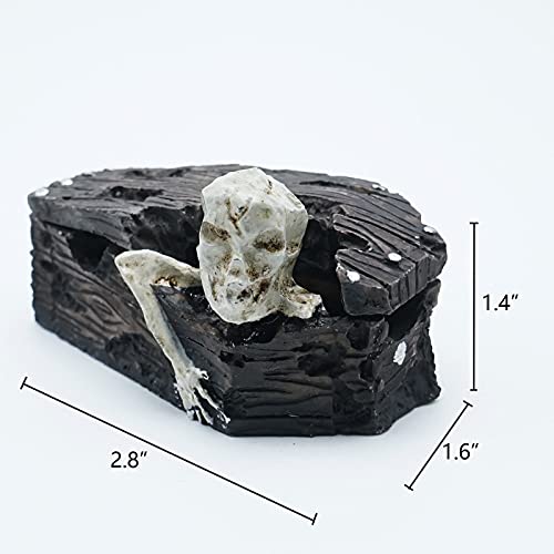Image of Skull Aquarium Fish Reptile Tank Decoration Resin Cave House Skeleton Small Pet Decorative Landscape Terrarium Ornament Halloween Decor fot Snake Lizard Spider Tanks