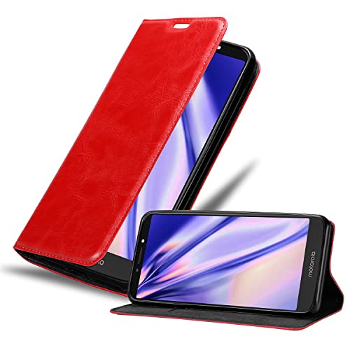 Cadorabo Funda Libro Compatible con Motorola Moto E5 Plus en Rojo Manzana - Cubierta Proteccíon con Cierre Magnético, Tarjetero y Función de Suporte - Etui Case Cover Carcasa