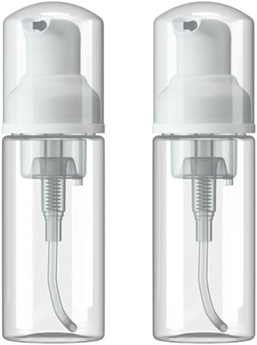 Frascos plásticos recarregáveis com bomba espumadora MKLZ transparentes, 60 mL, pacote com 2