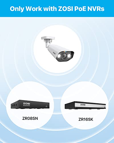 Image of ZOSI 2 Pack 5MP PoE IP Camera with Person Vehicle Detection, Outdoor Indoor Security Camera with 2-Way Talk, Color Night Vision, Smart Light&Sound Alerts, Only Compatible POE NVR System