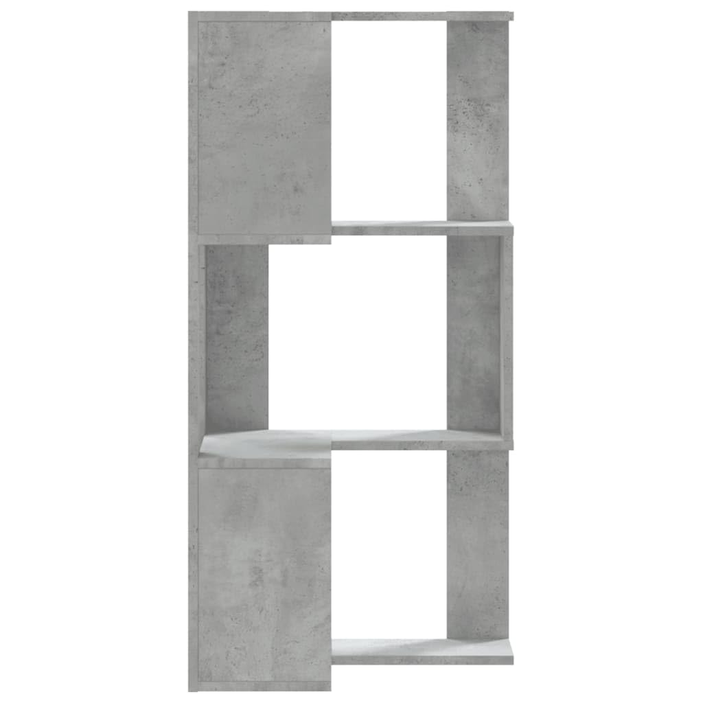 vidaXL Libreria angolare a 3 livelli, grigio cemento legno di ingegneria, scaffale a libri angolari, vetrina angolare, armadio ad angolo