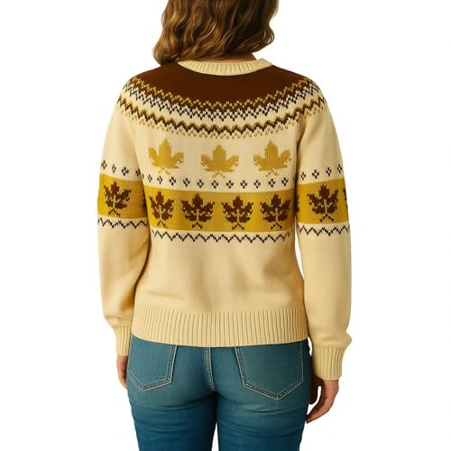 Women's Fall Maple Leaf Knit Sweater Autumn Crewneck Pullover Jumper Thanksgiving Outfit Pumpkin Patch Sweater Gift3