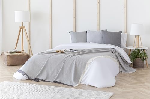 Miniatura 7 de Todocama - Colcha Multiusos Sofa, Manta Foulard, Plaid Para Cama, Cubresofa Cubrecama, Jarapas, Fabricado En España, Lisa. 230x260cm, Gris Oscuro