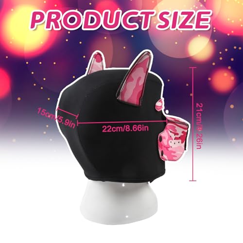 HBSFBH Hundemaske aus Leder, weiche Hundemaske mit Ohren, Ch-ien-Maske, verstellbar, aus Material, Halloween-Maske, mit Kapuze, Cosplay, für Urlaubsparty (Rosa)