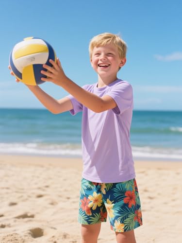 Image of Boys Neon Shirts Dry Fit Athletic T Shirts UPF 50+ Performance Cooling Shirt Short Sleeve Rash Guard Kids Top for Boys Girls