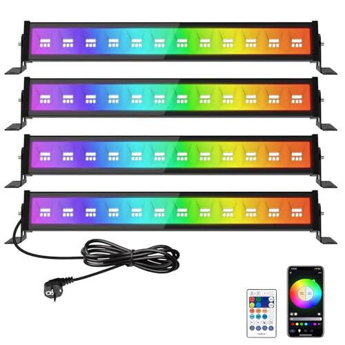 T-SUN RGBCW Projecteur LED Exterieur, 4 Pièces 50W Barre RGB Lumineuse, Eclairage Mural RGB...