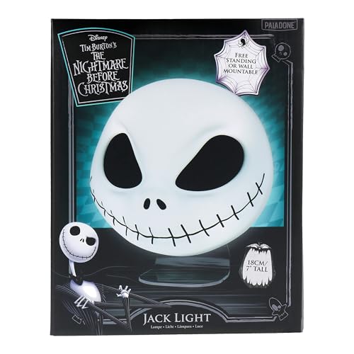 Paladone Lampe masque Jack Skellington - Officiellement licencié, Lampe ambiance pour Halloween ou Noël, Câble USB inclus - 18cm