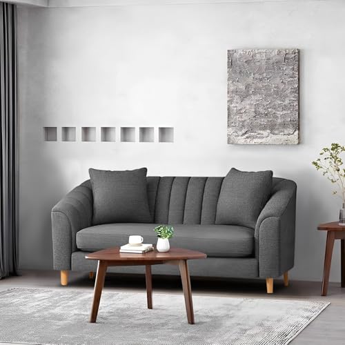 Image of Casaliving Doraldo 2 Seater Sofa Set for Living Room (Dark Grey Colour) Premium Fabric Sofa