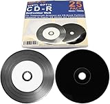 Schwarze Vinyl CD Rohlinge Bedruckbar Weiß CD-R 80min/700MB mit Vinyl-Optik Schallplatten Retro-Look und Inkjet Printable Bereich - 25 Stück in CD Papierhüllen