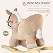 Rock My Baby Rocking Horse, Baby Animal Rocking Horse with Seat, Ride on Horse, Plush Rocking Horse with Realistic Sound, Wooden Rocking Horses Ages 1-3 (Caramel Color Horse), CPC Certified