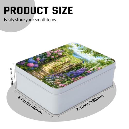 Image of Decorative Metal Tin Box with Lid,Bluebird Pathway Organizer