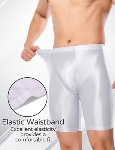 SEAUR Men's Shiny Sports Tights Shorts Oil Glossy Seamless Workout Compression Shorts See Through Trunks Underpants4