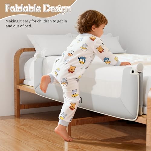 Image of Safety Folding Bed Guard Rail for Toddlers | Fits Twin /Full /Queen /King Beds-T-Shaped Sturdy Base for Extra Stability,Dual Safety Lock,Tool-Free Setup,Breathable Fabric