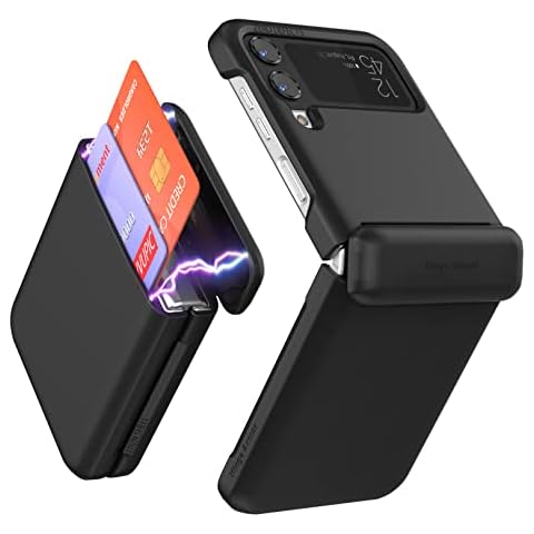 VVUPIC Hinge Armor for Galaxy Z Flip 4 Case 2-Card Hard Semi-Auto Hinge Protection Wallet (2022) Cover