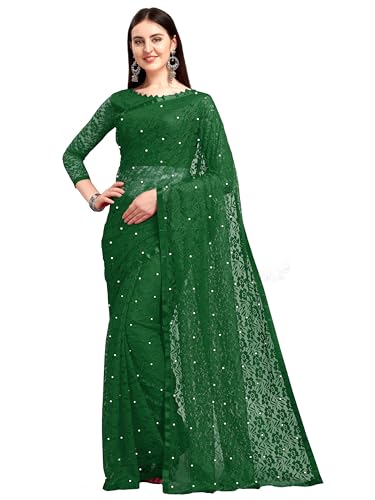 Image of LOROFY Women's Brasso Net Saree With Blouse