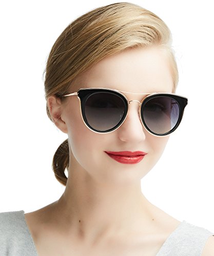 Sonnenbrille Damen Stylische Vintage Polarisierte - Dada-Pro Fahrer Brille 100% UV400 Schutz für Autofahren Reisen Golf Party und Freizeit (Black)