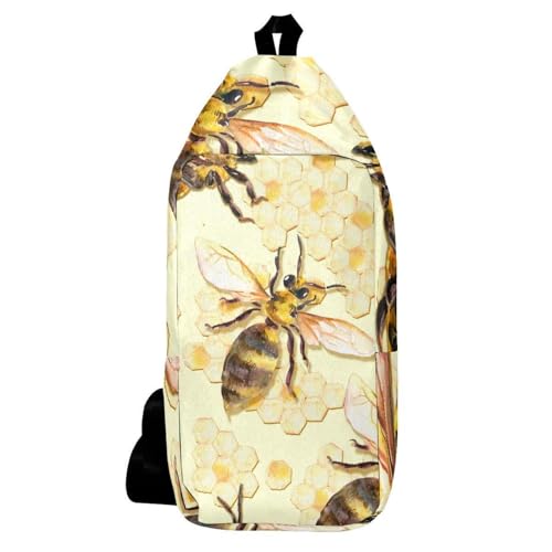Sac à dos à bandoulière nid d'abeille sacoche poitrine mixte multicolore
