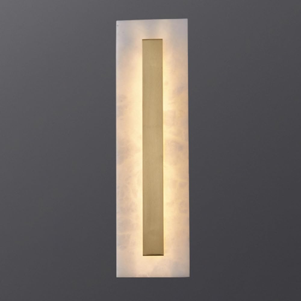 JKJZSALJ Natural Marble Wall Lights, Modern Alabaster Wall Sconces Indoor Led Bathroom Vanity Light Brass Wall Mount Light Fixtures, Modern,60Cm,50cm