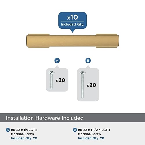 Image of Amerock 10 Pack 3 inch Triomphe Champagne Bronze Drawer Pull | 3 inch (76mm) Center-to-Center Mounting Distance and 4 inches Overall Length, Durable Zinc Cabinet Hardware