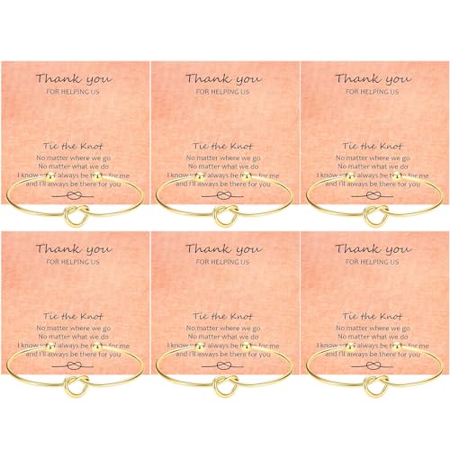 SNORSO Bridesmaid Gifts - 4/6 Pcs Tie The Knot Bracelet Bridesmaid Proposal Gifts, Maid of Honor Wedding Gift, Proposal Jewelry Bridal Party Knot Bracelet for Women