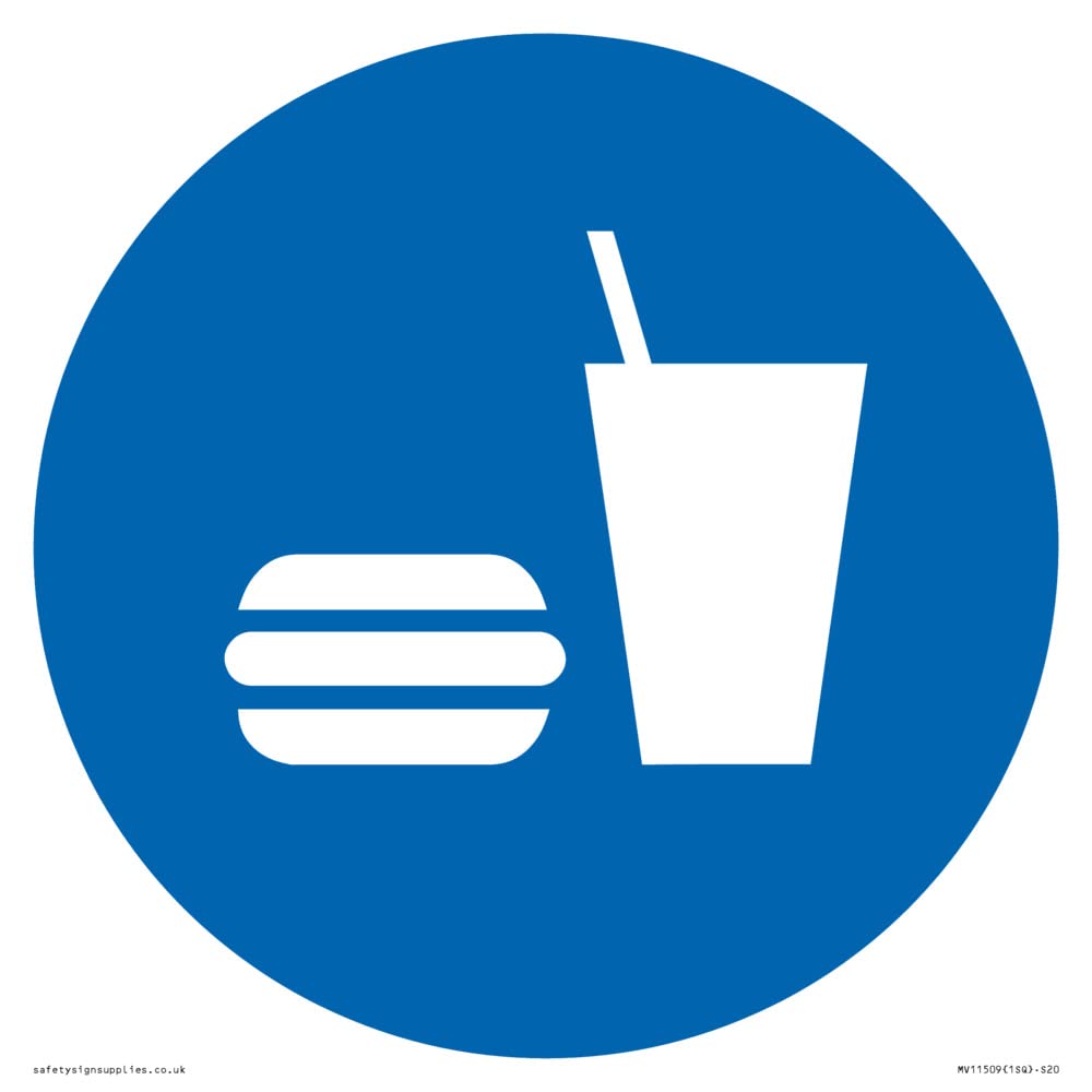 Custom Mandatory: Eat and drink Sign - 200x200mm - S20