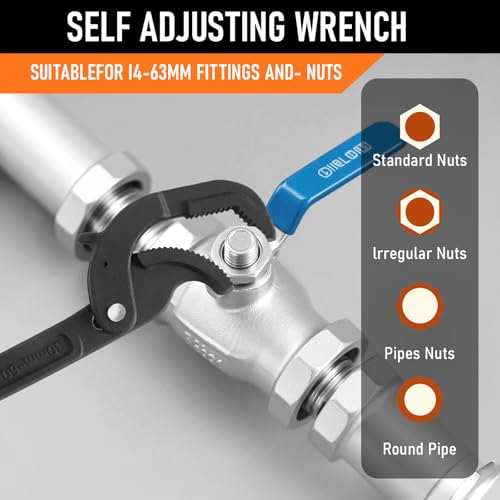 Pipe Wrench Set, 10” and 15” Self Adjusting Wrench 2-Piece Plumbing Tools for 0.55“-2.36”/14-60mm Standard Nuts, Irregular Nuts,Pipes Use - Image 6