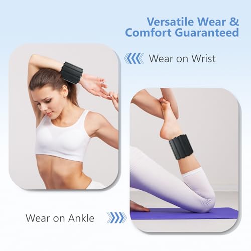 Image of Wrist Ankle Weights for Women 2 Pack(1lb Each), Ideal for Strength Training | Adjustable Silicone Wearable Arm and Leg Weights for Pilates, Gym, Yoga, Cardio. Waterproof, Anti slip, Sweat Proof
