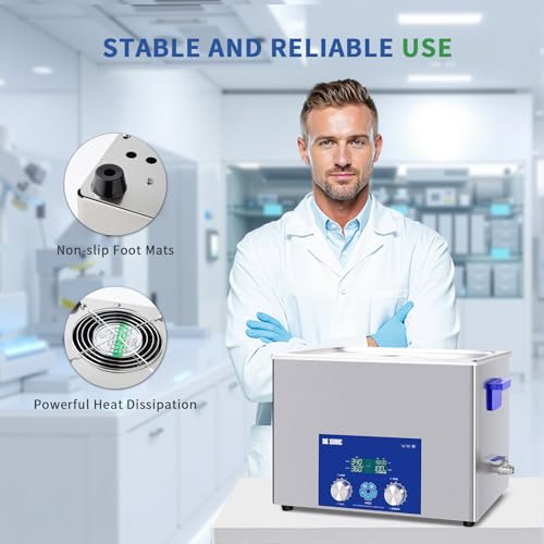 Image of DK SONIC Ultrasonic Cleaner 37L 720W, Ultrasonic Carburetors Cleaner with Intelligent Mechanical Timer, Heater &Power Adjustable Function for Carburettors, Motorbike Engines, Chains