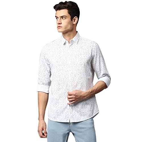 Image of Dennis Lingo Men's Navy Slim Fit Cotton Casual Shirt