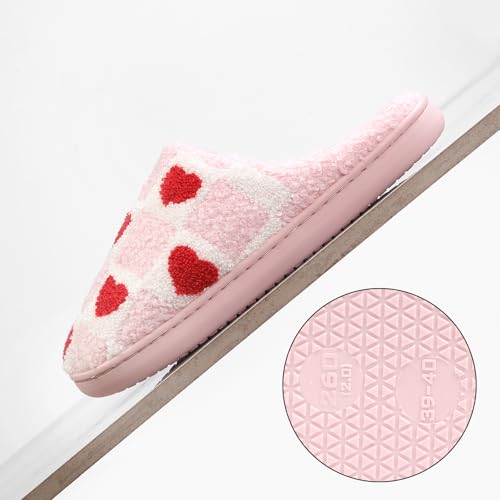 Image of Women's Men's Happy Face Heart-shaped Cat Slippers - Retro Leopard Print, Memory Foam, Soft Plush, Warm, Anti-Slip Home Shoes