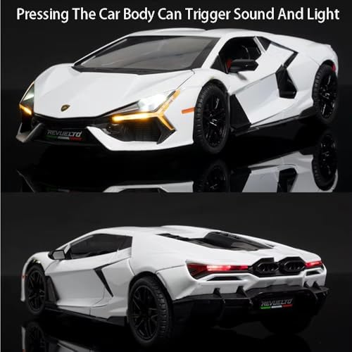 Image of Exclusive Alloy Metal Pull Back Die-Cast Car Diecast Metal Pullback Toy Car with Openable 6 Doors,Light Music Boys Gifts Toys (1:24 Lamborghini Revuelto LB774 Multicolor)