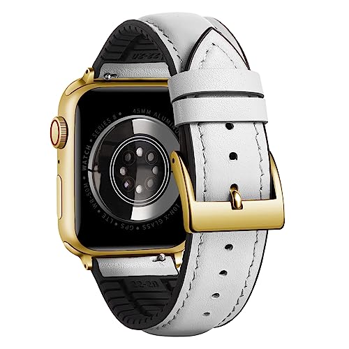 Image of BINLUN Leather Silicone Bands Compatible with Apple Watch 38mm 40mm 41mm 42mm 44mm 45mm 46mm 49mm Sweatproof Replacement Strap for iWatch 11 /10 /9 /8 /7 /6 /5 /4 /3 /2 /1 /Ultra /SE Men Women