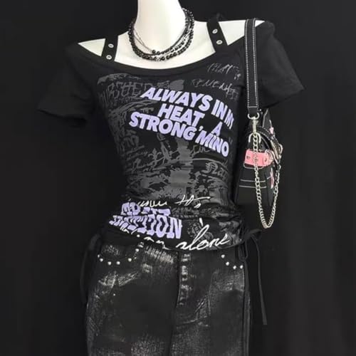 Image of Kawaii Cutecore Harajuku Vintage Y2k 2000s Tops Summer Goth Emo Alt Short Sleeve Graphic Tee
