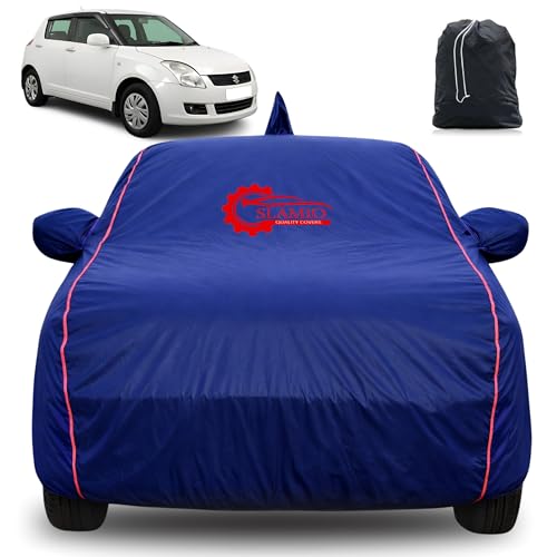 Image of 100% Waterproof Car Cover for Maruti Suzuki Swift 2011-2017 | All-Weather, Dustproof & UV Protection | Heavy-Duty 3-Layer Fabric | Custom Fit with Mirror & Antenna Pocket | Navy Blue