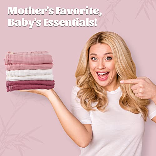 MUKIN Baby Burp Cloths, Soft Cotton Burp Cloth, Burp Rags for Baby Boy, Girl (Pink Series)4