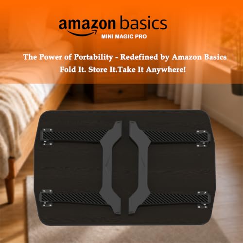 Image of Amazon Basics - CozyDesk Pro | Compact Foldable Lap Desk | Portable Bed Table for Laptop, Study, Meals | Engineered Wood Top with ABS Legs Table top 57 x 36, Height 28 cm