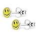 Bungsa Pendientes infantiles de plata de ley 925, 5 mm, diseño de emoji sonriente con cara sonriente y lengua (pendientes auténticos, pendientes para chicos y niñas)