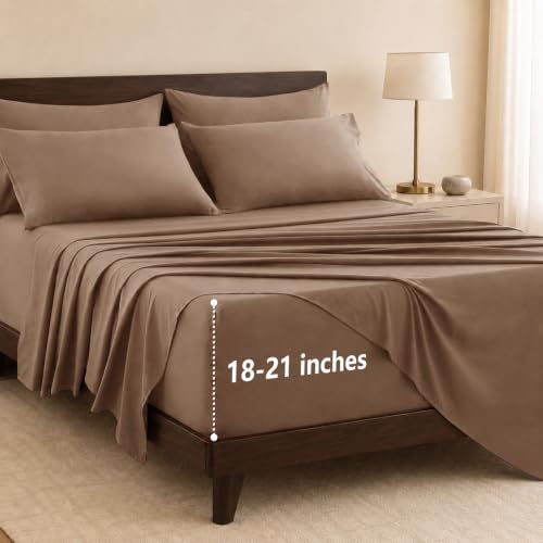 Image of CozyLux Cal King Sheet Set 6-Piece, 21-Inch Deep Pocket, Soft Brushed Feel