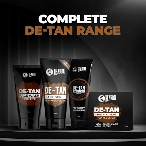 Image of Beardo De-Tan Soap for Men, 75g | Tan Removal and Caffeine Face & Body Soap | Detan With Coffee & 4% Glycolic Acid | For Body & Face | Refreshing Fragrance | For All Skin Types