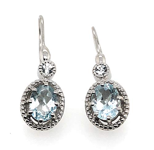 Natural 4ct Blue Aquamarine 925 Solid...