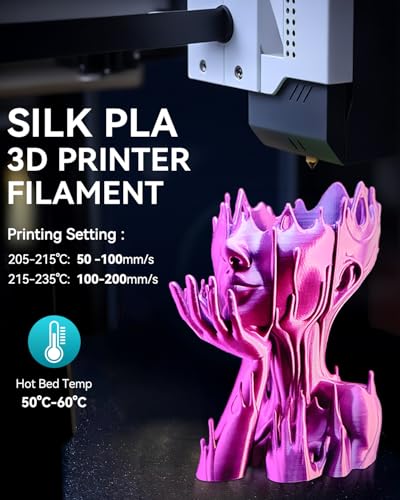 Image of 3D Printer Silk Filament, SUNLU Shiny Silk PLA Filament 1.75mm, Smooth Silky Surface, Great Easy to Print for 3D Printers, Dimensional Accuracy + /- 0.02mm, Silk Light Gold+Silver+Black+White 4KG
