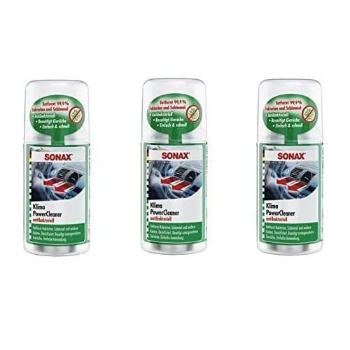SET 3 x 100 ml SONAX KLIMAANLAGEN REINIGER DESINFIZIERER Klimaanlagen Desinfektion KlimaPowerCleaner antibakteriell mit frischem GREEN LEMON Duft