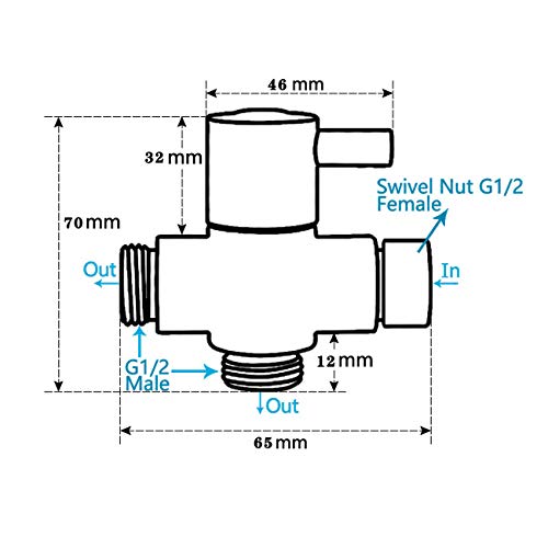 100% Solid Brass Shower Arm Diverter,G 1/2 3 Way Shower Diverter Valve For Hand Held Showerhead And Fixed Spray Head Diverter Polished Chrome #TOP2