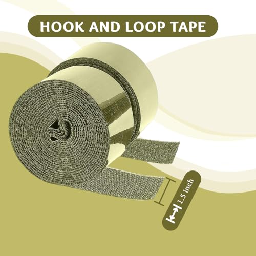 Image of 1.5 inch x 1 Yards Olive drab Wide Hook and Loop with Self Adhesive Tape Strong Sticky Back Roll Nylon Heavy Duty Strips Excellent Grip Fabric Softener for Home Office School Car Craft Organizer