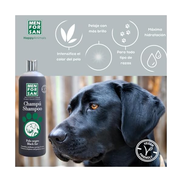 MENFORSAN Schwarzes Shampoo für Hunde | Farbintensivierer | Glanzverstärker | Entfernt Orangetöne | Tiefgehende Feuchtigkeitspflege | 1L – Bild 4