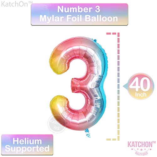 Image of KatchOn Rainbow Number 3 Balloon 40 Inch