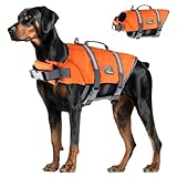 ANNICOO Dog Life Jacket with Reflective Stripes,High-Buoyancy Dog Life Vest, Pet Safety Swimsuit Preserver for Swimming Pool Beach Boating (S)