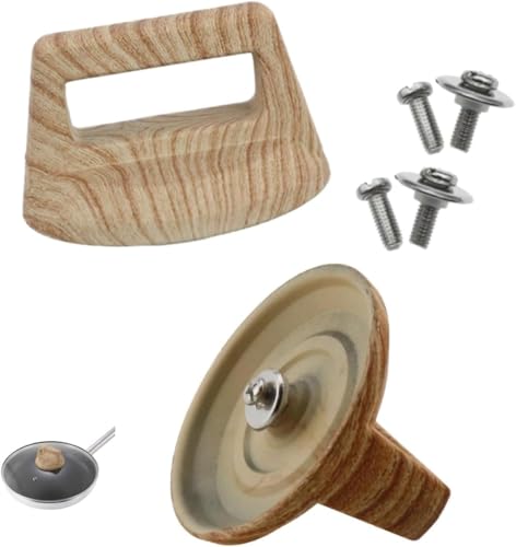 SHENGYIYISHENG Pot Lid Top Replacement Knob Universal Pan Lid Holding Handles Wood Grain Cookware Pot Hand Grip Knob with Screws for Kitchen Cookware (Wood Color, 2 Pcs)